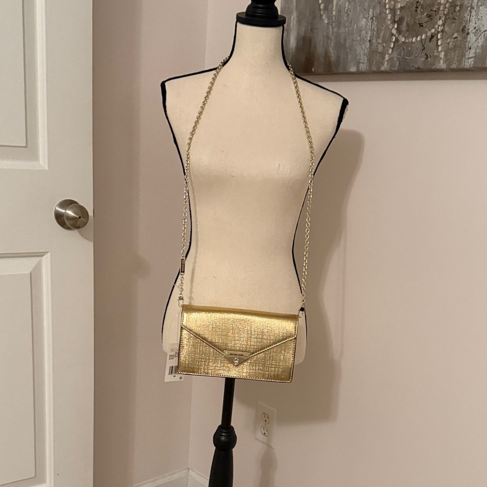 Michael Kors Grace Gold Crossbody Clutch